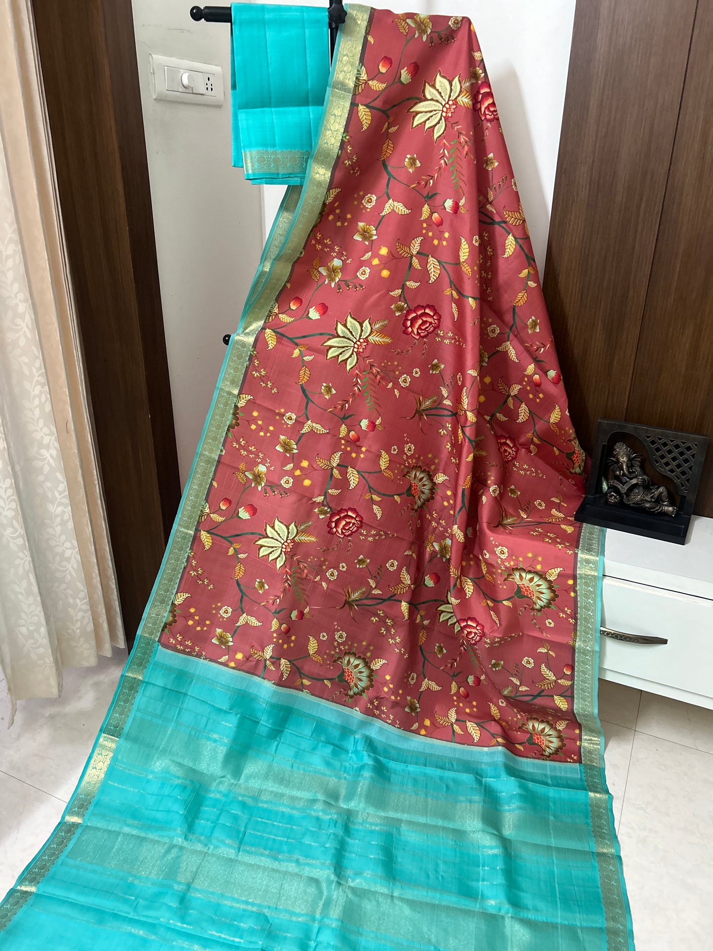 Pure Kanchipuram digital printed Silk sarees silk mark certified