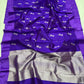 Pure Silk Chanderi – Royal Violet with goldSilver Lotus Buttas
Plain Violet Border & Shimmering Silver Tissue Pallu ✨
Silk Mark Certified • Free Shipping within USA • Ships in Two Weeks