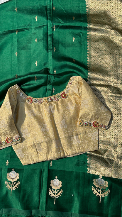 Banarasi blouse embroidered with meenakari work