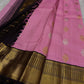 Roja Sonaroopa – Pure Kanchipuram Silk Saree
Blush Pink Body with Gold & Silver Paisley Buttas
Ebony Korvai Border with Temple Pillar Zari Design
Antique Gold Brocade Pallu with Grand Detailing

Silk Mark Certified, delivery in 2 weeks