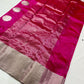 Fuchsia Pink Chanderi Pure Silk Saree with Zari Lotus Buttas and Radiant Gold Pallu
Light as a dream and luminous as morning light, this saree glows in rich fuchsia silk.
Ornate handwoven lotus buttas bloom across the body in fine gold zari.