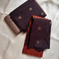 Mauve Mayil – Pure Kanchipuram Silk Saree with Plum Body & Dusty-Rose Pallu
Deep plum silk adorned with delicate golden buttas.
Broad antique zari borders with kattam.
Dusty-mauve pallu in intricate vine jaal. Silk Mark Certified, delivery in 2 weeks