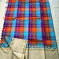 Venpattu Kattam Thazampoo Reku – ivory/venpattu borders with multicolor kattam (checks) body

Pure Kanchipuram silk • rani pink, tangerine, purple, sky blue & steel grey checks with thazampoo reku edging

Ivory pallu with gold tissue stripes & multicolor