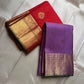 Challani – Regal Purple Kanchipuram Silk Saree with Zari Checks and Buttas & arai maadam Border and rudrakshapet with muthu seer