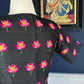 "Kamala" collection - pure raw silk blouse embroidered with lotus motifs in black