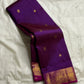 Vedhavalli — Pure Silk Kanchipuram Saree
Royal purple with gold mango buttas & korvai fuchsia border
Magenta–gold brocade pallu, tasselled finish
Silk Mark Certified ✅ • Free USA Shipping ✅ • Ships in Two Weeks ✅
