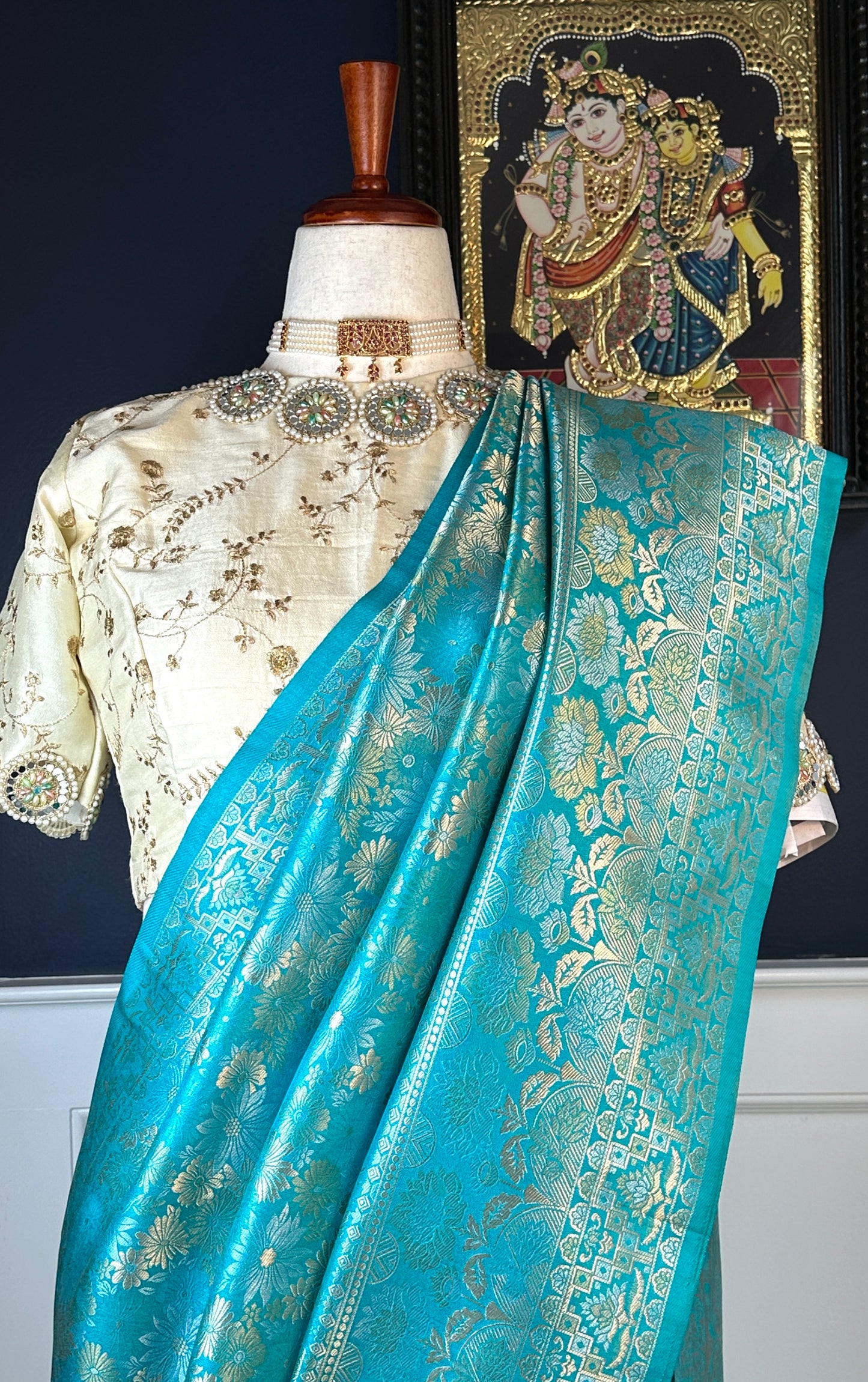 Soft silk rich weave katan banarasi sarees in sapphire blue