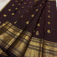 Handloom Kanchipuram saree in plum with gold zari motifs