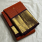 Rust Orange Kattam & Purple Korvai – Pure Kanchipuram Silk Saree

Rust-orange checks with delicate gold buttas and contrast purple korvai borders

Grand purple zari-pallu | Contrast purple blouse | Fall & Pico Done

Silk mark certified ships