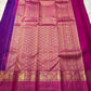 Classic Amethyst — Pure Silk Kanchipuram Saree
Royal violet body with gold muthu buttas & rani-magenta elephant zari borders
Silk Mark Certified • Free USA Shipping • Ships in Two Weeks