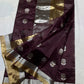 Pure silk Chanderi handloom coffee brown with sona roopa motif saree