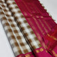 Ivory & Caramel beige Checked Pure Silk Saree

Rani-Pink Rettapet Border with Gold Zari Coin Roundels

Rich Rani-Pink Zari Pallu with Chevron & Stripe Weave

Pink Blouse Piece with Matching Zari Border
silk Mark certified , 2g Zari korvai Kanchipuram