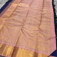 Full peach zari woven pallu spread with blush pink border on Kanchipuram silk saree shipped from New Jersey USA