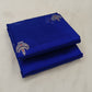 Close-up of the handloom Chanderi weave on a Royal Blue Pattu Silk saree
