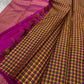 Mutyam – Handwoven Borderless Kanchipuram Pure Silk Saree with Traditional Paalum Pazhamum Baby Checks or kasa kasa kattamDual Contrast Green & Pink Selvedges, and a Subtle Zari Woven Pallu