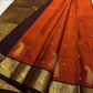 Rust Orange Paisley — Pure Silk Kanchipuram Saree
Rust-orange body with gold coin buttas & grand paisley motif, deep coffee borders with peacock zari panels & temple edge.
Rich zari pallu, contrast blouse; Silk Mark Certified ✅ Free USA Shipping 🇺🇸 Ship