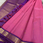 Varnam – Pastel Pink Kanchipuram Silk Saree with Lilac Purple Rudraksha Zari Border & Ornate Kamalam Pallu | Pure Handloom Heritage