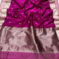 Pure silk Chanderi handloom purple pink saree