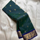 Swaram Lightweight – Enchanted Teal
Feather-Light Teal Green Kanchipuram Silk Saree
Royal Blue Zari Borders with Peacock Medallions