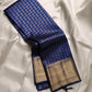 Tara – Royal Blue Kanchipuram Pure Silk Saree with shimmering Blue silk and Zari woven Mayil Motifs
The bold Baavanji border and exquisite chevron pallu add grandeur! Pure silk zari stunner