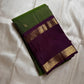 Iravati – Earthy Green Kanchipuram Pure Silk Saree
A graceful weave in a rare earthy green tone, adorned with gold zari kattam and butta.
Accented by a rich plum rettapet border with delicate flower vine motifs.