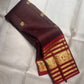 Deep plum and Arakku red handwoven pure silk Kanchipuram saree with Varisaipet border and fine oosivaanam zari lines — Idam Living