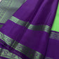 Varsha – Parrot Green & Purple Pure Silk Kanchipuram Saree with Rain-Inspired Thread Buttas - Zari less silk thread version