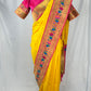 Paithani soft silk saree and embroidered blouse - Yellow and Pink