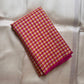 Mutyam – Handwoven Borderless Kanchipuram Pure Silk Saree with Traditional Paalum Pazhamum Baby Checks or kasa kasa kattamDual Contrast Green & Pink Selvedges, and a Subtle Zari Woven Pallu, silk mark certified, ships in two weeks