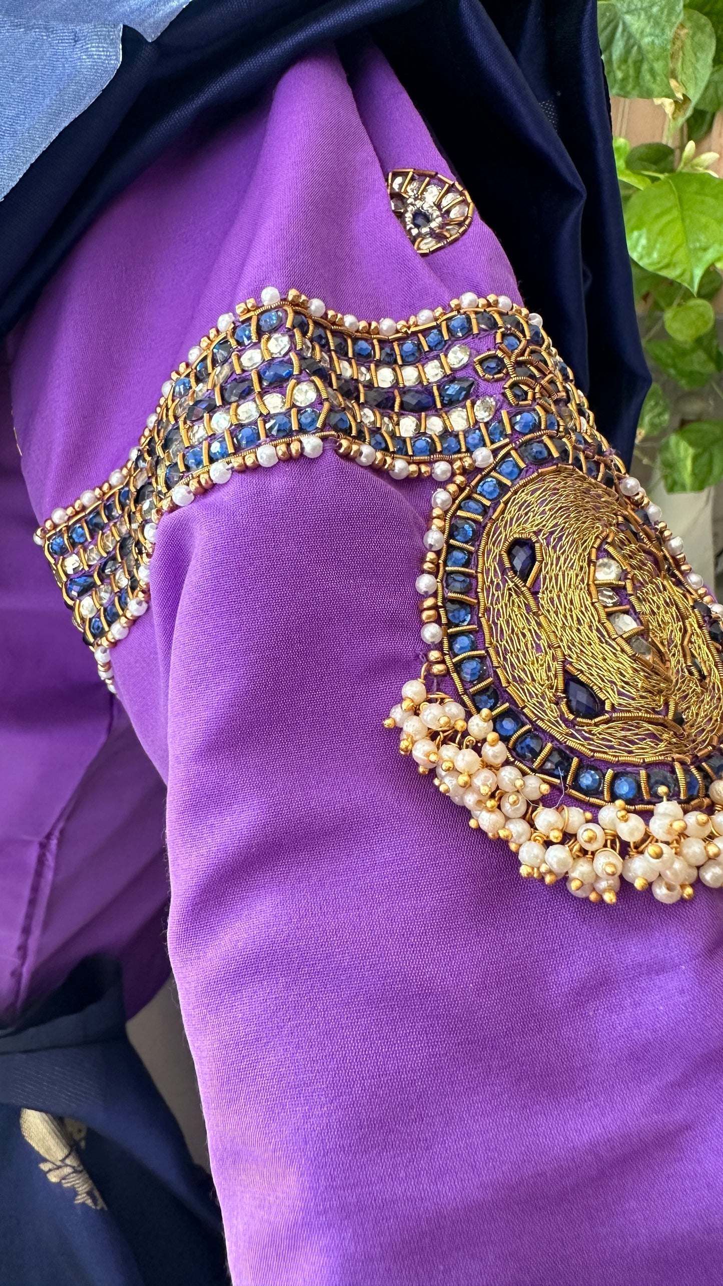 Temple - temple jewelry style embroidered blouse - Purple