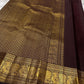 Sienna Red Mayuri Butta — Pure Kanchipuram Silk
Sienna-red body with zari mayuri buttas & antique gold border
Contrast coffee-brown pallu in rich zari jaal • Silk Mark Certified • Free USA Shipping
