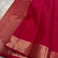 Vibha Tomato deep pink Red  - A Deep Plum Pure Kanchipuram Silk Saree Blending the Grandeur of South Indian Weaving with Paithani-Inspired Floral Zari Borders and a Lustrous Rose Gold zari Pallu