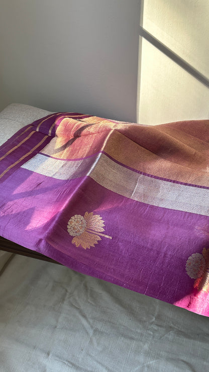 Pure silk kora Banarasi in kaduva weave - mauve