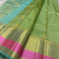 Rose pistachio meadow  – Pure Silk Kanchipuram Saree
Pista Green Body with Coin Paving Mayil Zari Buttas 🦚
Borders in Aqua & Rose with Pillayar Moggu Motifs ✨
Grand Aqua Pallu in All-Over Zari Brocade Weave
Silk Mark Certified | ships in 2 weeks