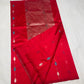 Ruby crimson Pattu Silk Chanderi saree draped view