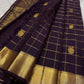 Midnight Plum Kattam Royale
Pure Kanchipuram Silk · Gold Zari Woven Grid
Temple Buttas + Majestic Zari Border Ensemble