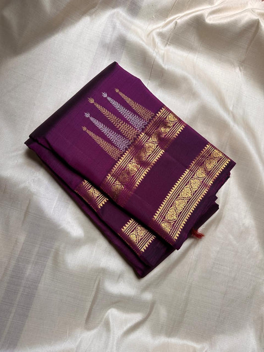 Nalini 💜✨
Deep Purple shot with magenta Pure Silk Kanchipuram Saree
Sonarupa Silver Butta & Rettapet Border
Thangam Velli Pallu with Timeless Elegance
Silk Mark Certified | Blouse fabric Attached | Free USA Shipping