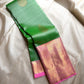Mira 💚✨ – Pure Kanchipuram Silk Saree
In a Festive Vibrant Parrot Green Hue
Contrasting Pink Rettapet Border & Pallu
Intricate Vanasringaram Motifs in Zari Weave
Traditional Bavanji Border Detailing
Silk Mark Certified | Blouse Fabric Attached