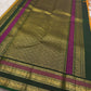 Lakshanam ✨ – Maambazha (Mango) Yellow Kanchipuram Pure Silk Saree
Korvai Deep-Green Border with Yazhi, Peacock & Elephant Varisaipet Panels
Temple-Tip Inner Edge & Rani-Magenta Accent Stripes
Intricate Zari-Weave Green Pallu with Chevron & Stripes