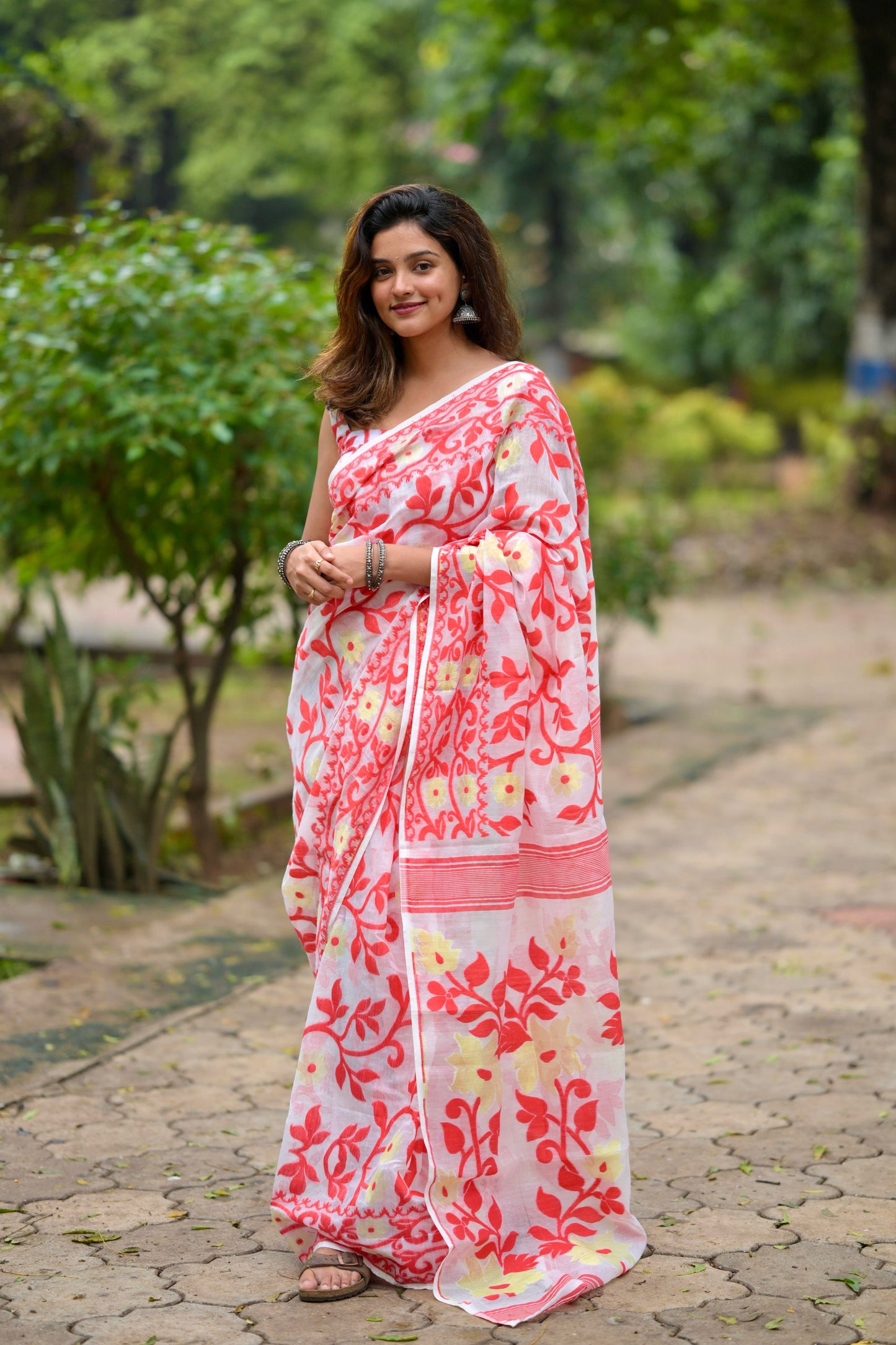 Jamdhani muslin silk saree and blouse set