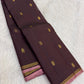 Deep Cocoa Brown handwoven pure silk Kancheepuram Butta saree — full saree overview — Idam Living
