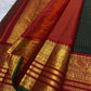 Deep Forest Green Handwoven Pure Silk Kanchipuram Saree with Zari Kattam Body and Grand Crimson Border