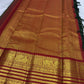 Deep Forest Green Handwoven Pure Silk Kanchipuram Saree with Zari Kattam Body and Grand Crimson Border