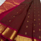 Deep Maroon Handwoven Pure Silk Kanjivaram Saree with Kili Butta