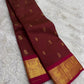 Deep Maroon Handwoven Pure Silk Kanjivaram Saree with Kili Butta