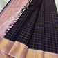 Deep Navy and Blush Pink Handwoven Pure Silk Kanchipuram Saree with Zari Kattam Body