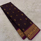 Deep Plum Handwoven Pure Silk Kancheepuram Saree with Kili Butta