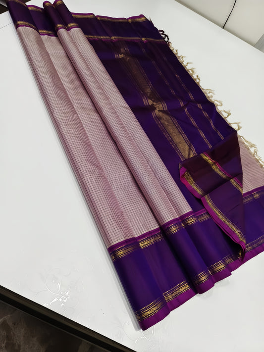 Mauve/pink purple kanchi kattam with magenta selvedge