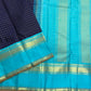 Indigo Teal Kattam – Pure Silk Kanchipuram Saree
Deep Indigo Body with zari Kattam Checks
Teal Contrast Korvai Border with maanga pet and mayil kann border, maanthulir selvedge  , silk mark certified -ships in two weeks