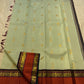 Pure Kanjivaram Silk Saree • Rettapet Yaanai Border • Pistachio Green with Rust Orange